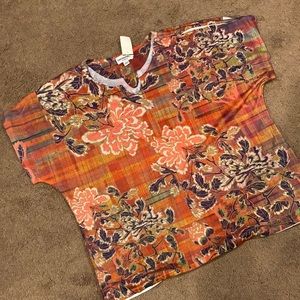 Breckenridge orange floral top size 2x NWT